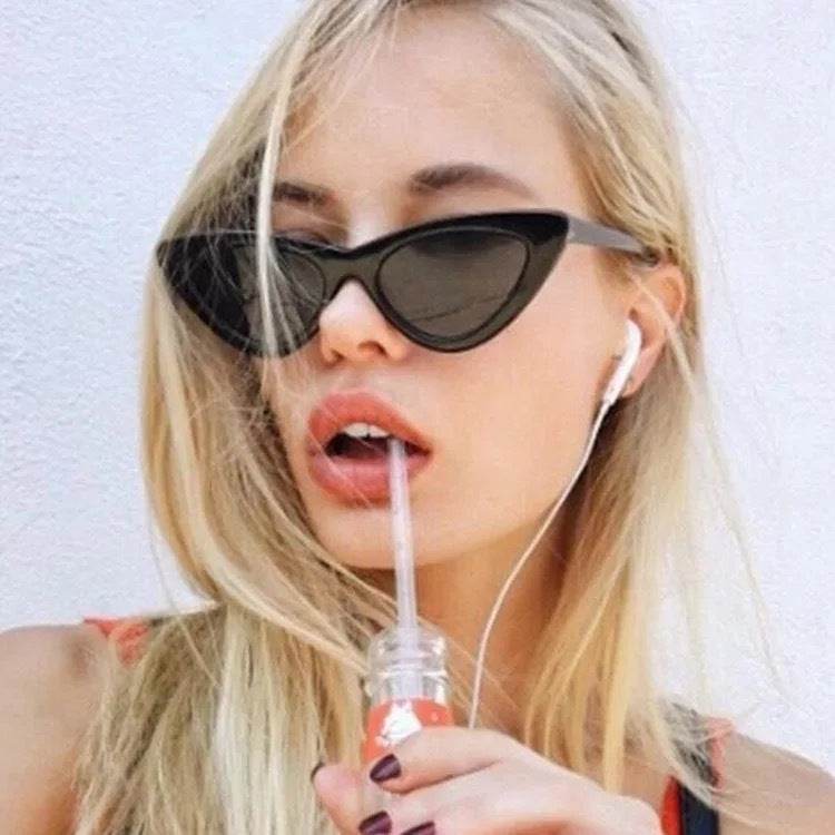 Women's Black Retro Triangle Cat-Eye Sunglasses - Subtle Shine Jewelry Co.