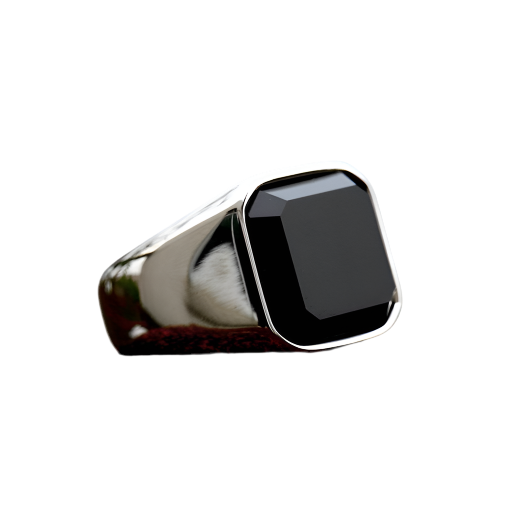 Men's Onyx Edge Classic Silver + Black Ring