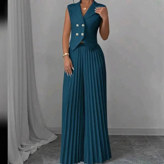 Polished Pleats Vest Set