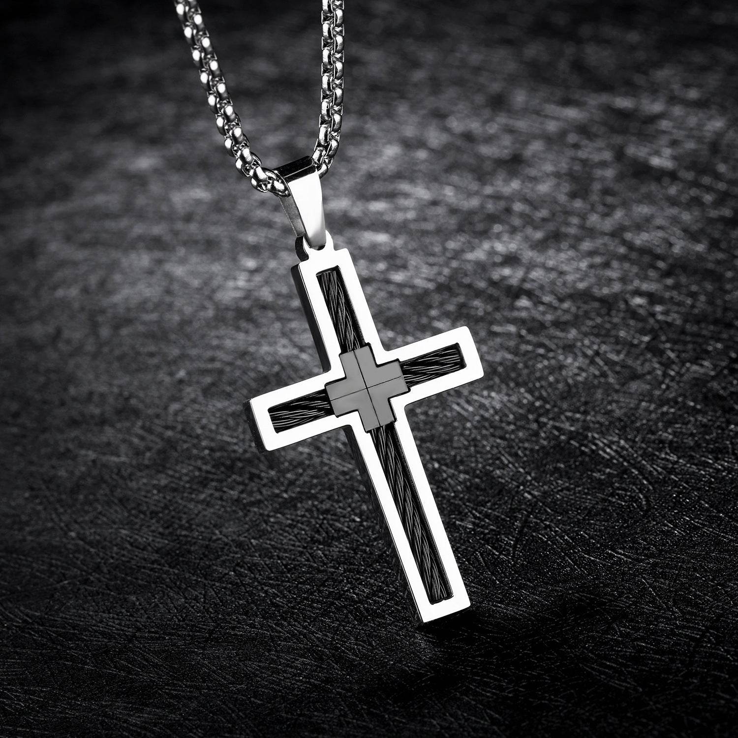 Men's Titanium Steel Cross Necklace - Subtle Shine Jewelry Co.