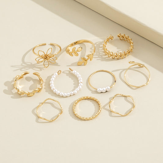 Bohemian Open Flower Ring Set