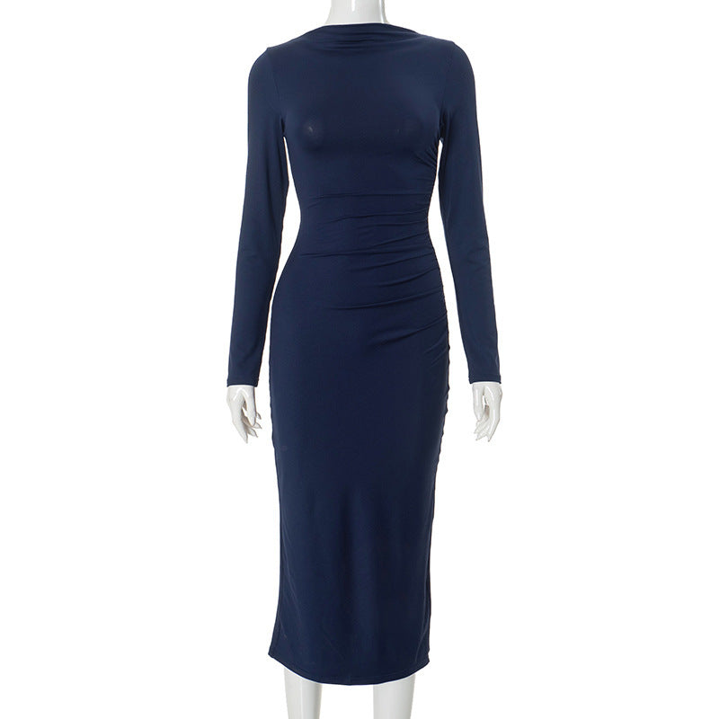 Slim Shine Sheath Back Slit Dress