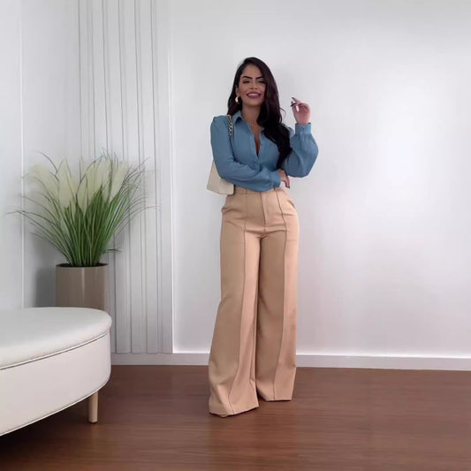 Subtle Shine Camel Trouser Pants