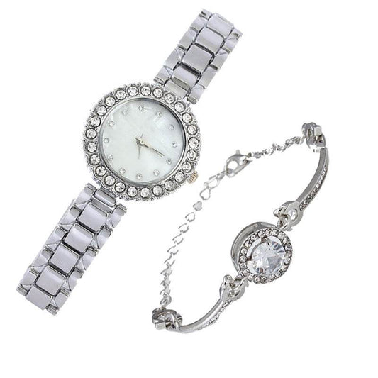 Women's Rose Gold and Silver Watch + Bracelet Set - Subtle Shine Jewelry Co.