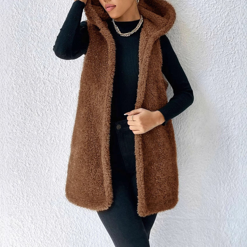 Casual Plush Hooded Vest