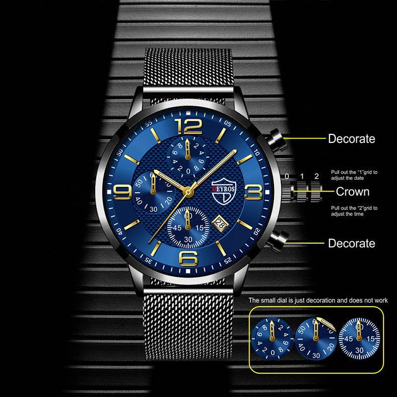 Men's Business Stainless Steel Quartz Wrist Watch - Subtle Shine Jewelry Co.