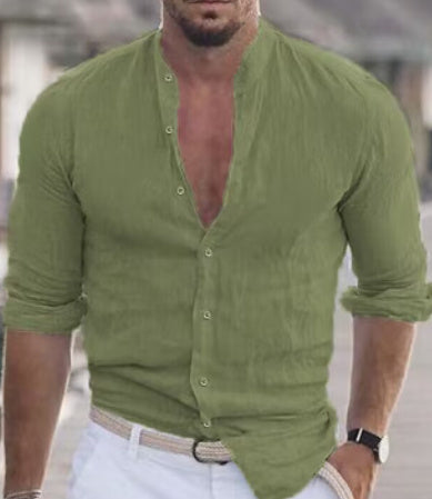 Long Sleeve Button Casual Solid Color Shirt