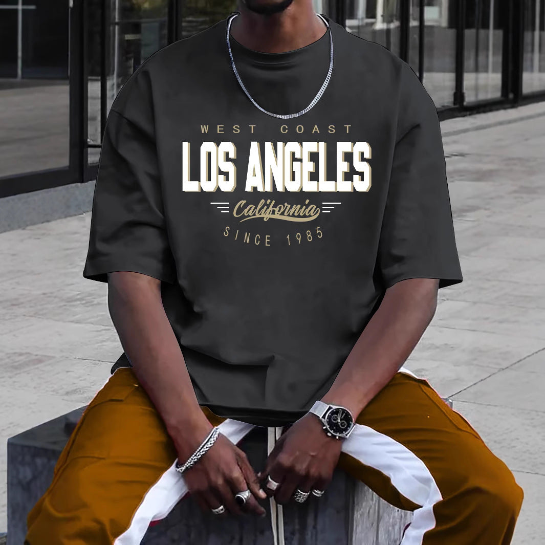 Men's LA Round Neck Printed Short Sleeve