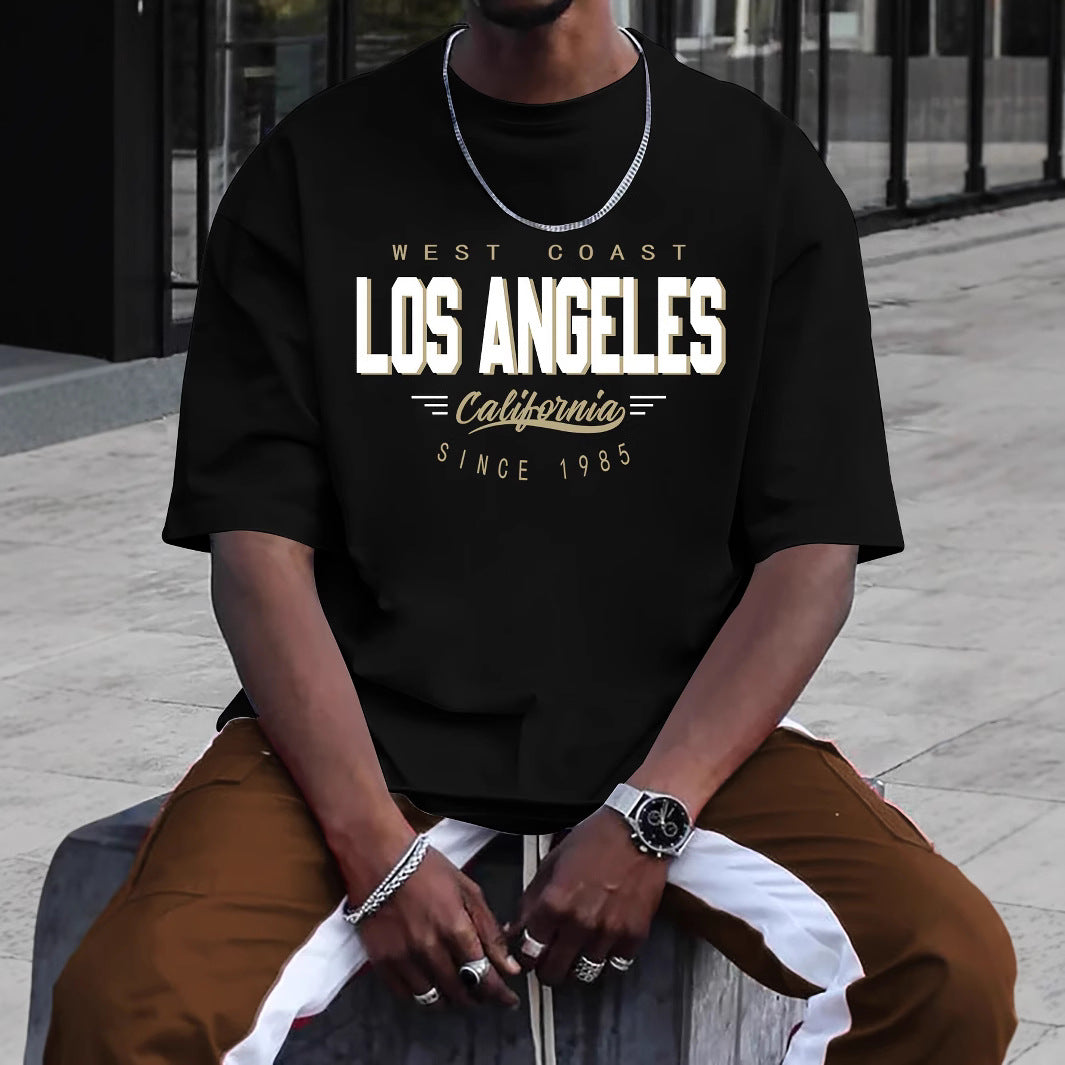 Men's LA Round Neck Printed Short Sleeve
