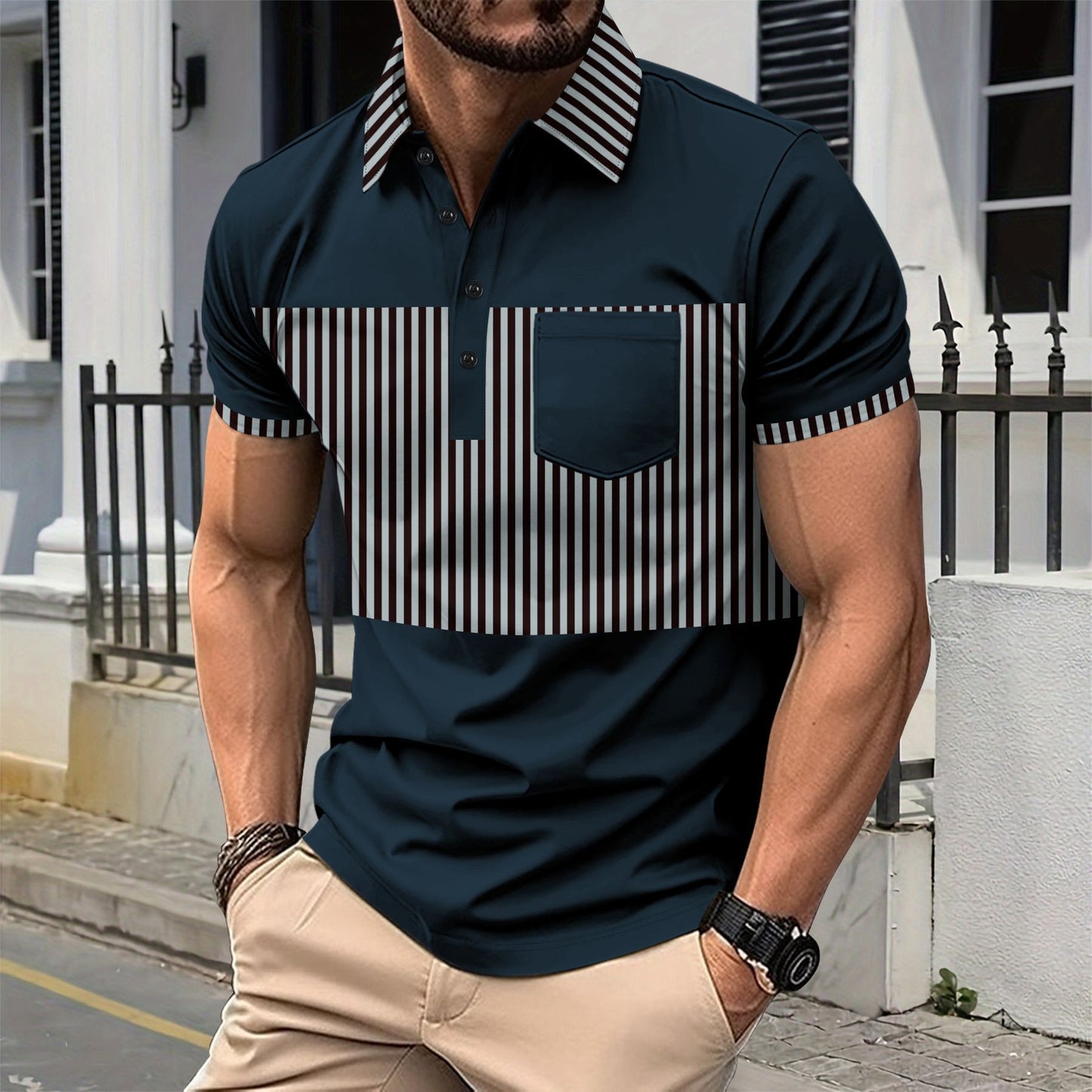 Strive Striped Colorblock Polo Tee