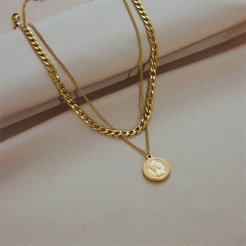 Multilayer Portrait Coin Pendant Necklace - Subtle Shine Jewelry Co.