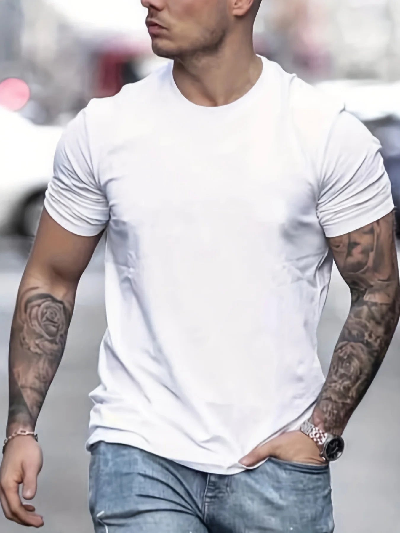 Men's LA Round Neck Printed Short Sleeve