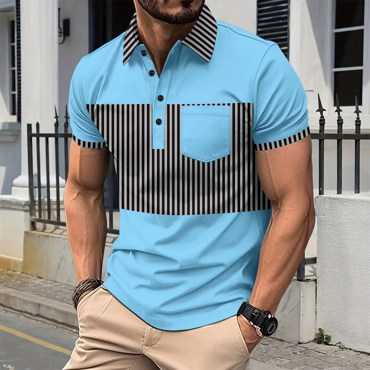 Strive Striped Colorblock Polo Tee