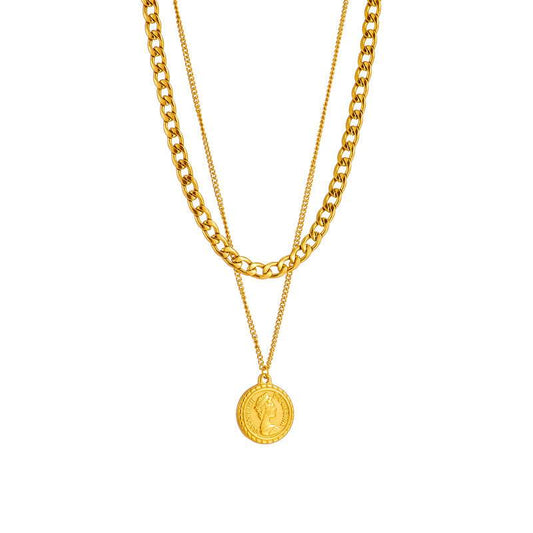 Multilayer Portrait Coin Pendant Necklace - Subtle Shine Jewelry Co.