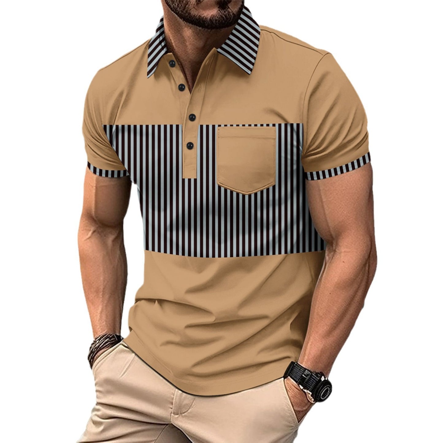 Strive Striped Colorblock Polo Tee