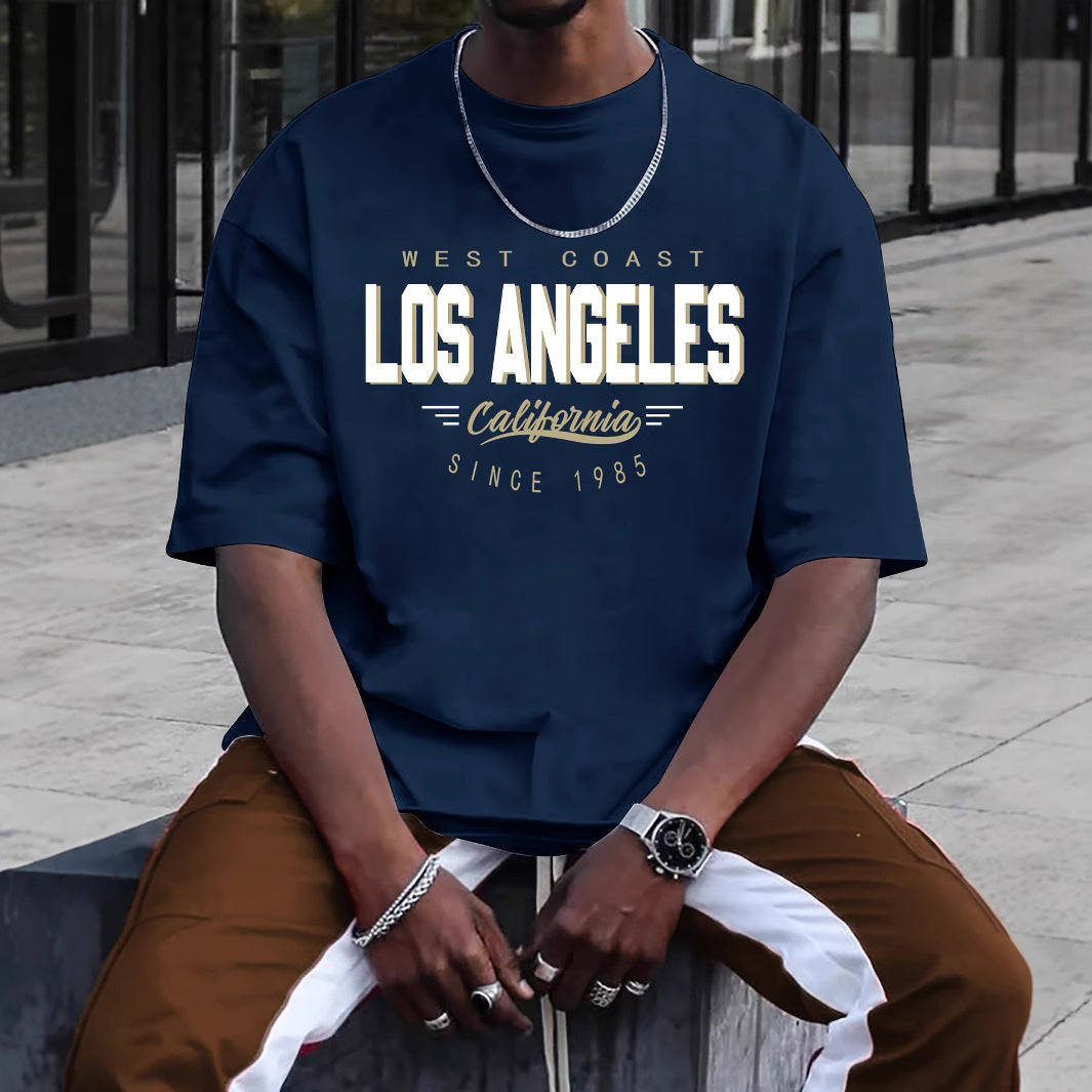 Men's LA Round Neck Printed Short Sleeve