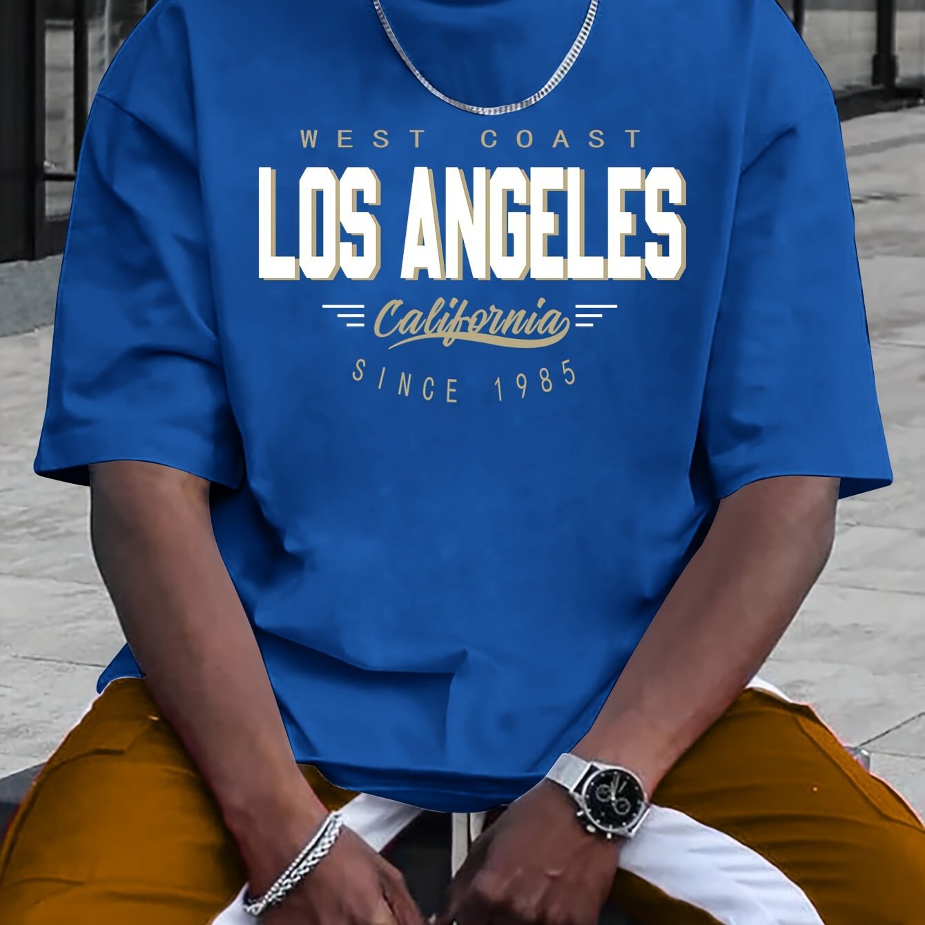 Men's LA Round Neck Printed Short Sleeve