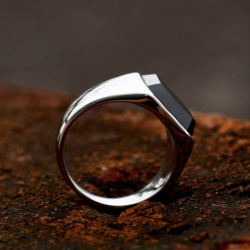 Men's Onyx Edge Classic Silver + Black Ring - Subtle Shine Jewelry Co.
