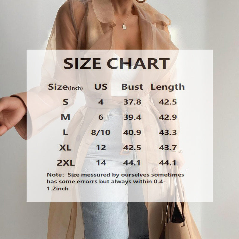 Sheer Long Sleeve Cardigan With Buttons & Belt