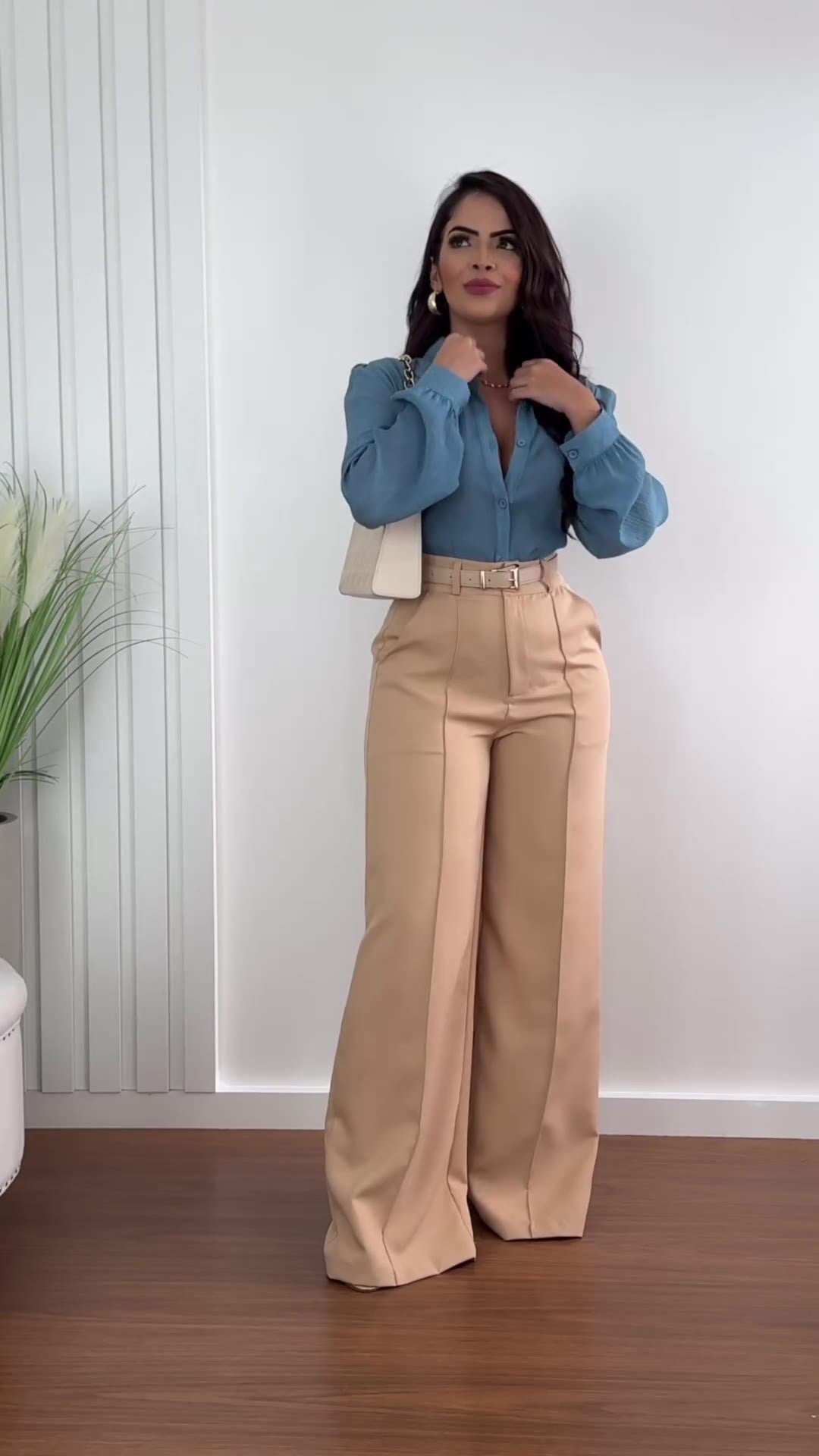 Subtle Shine Camel Trouser Pants