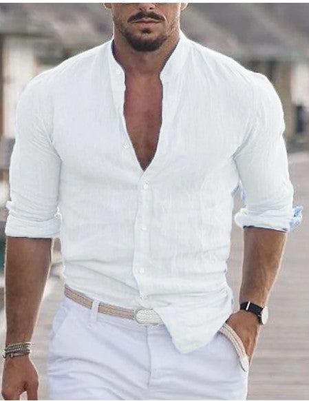 Long Sleeve Button Casual Solid Color Shirt