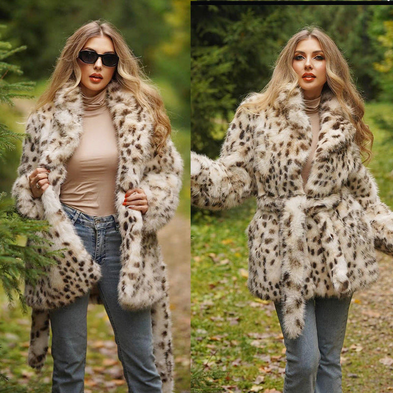 Temperament Fur Leopard Print Coat