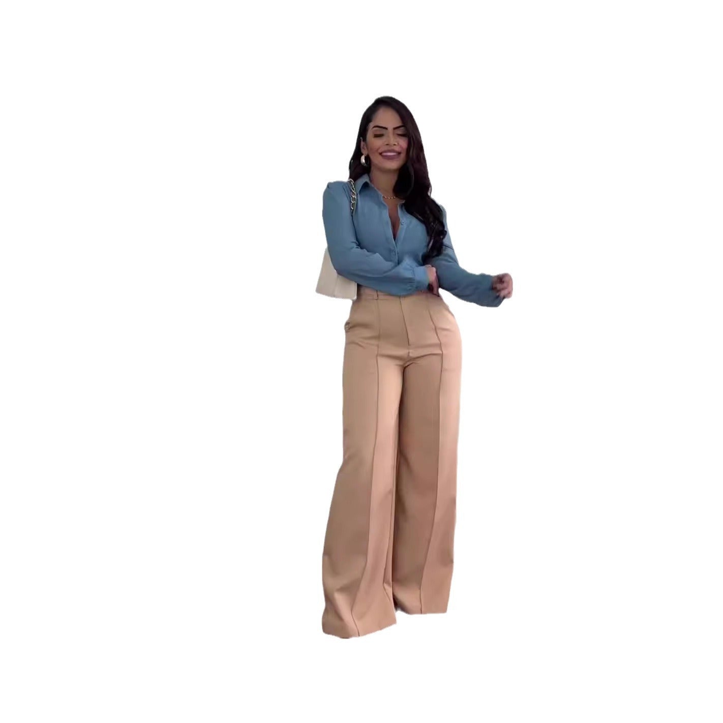 Subtle Shine Camel Trouser Pants