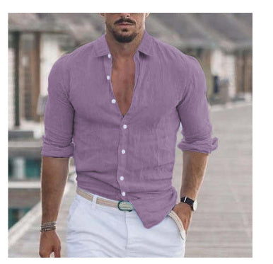 Long Sleeve Button Casual Solid Color Shirt