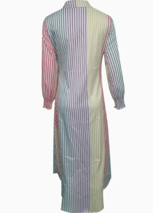 Modern Color Block Line Shirt Dress