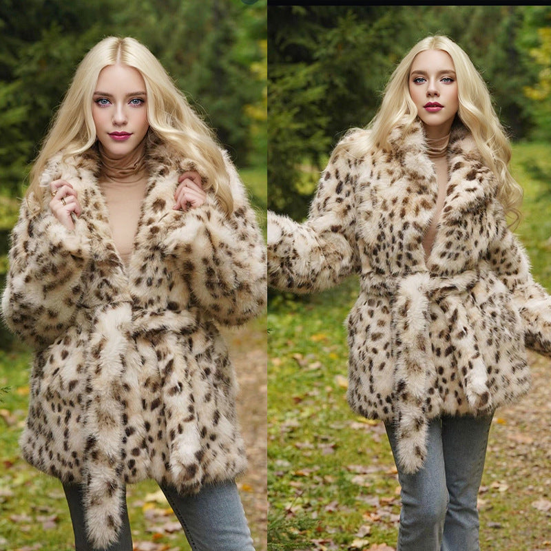 Temperament Fur Leopard Print Coat