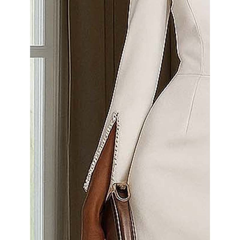 Sophisticated Pearl Accent Midi Dress
